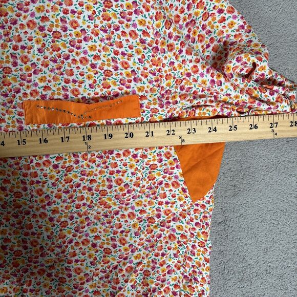 Vintage CRISCA Blouse Plus Size 1X-2X West Germany Orange Floral Viscose Hippie - Picture 8 of 13